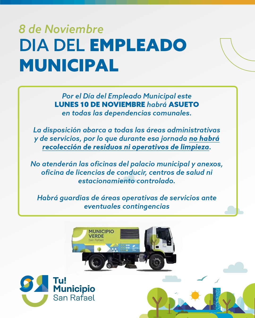 ASUETO POR EL DÍA DEL EMPLEADO MUNICIPAL: LUNES 10 DE NOVIEMBRE