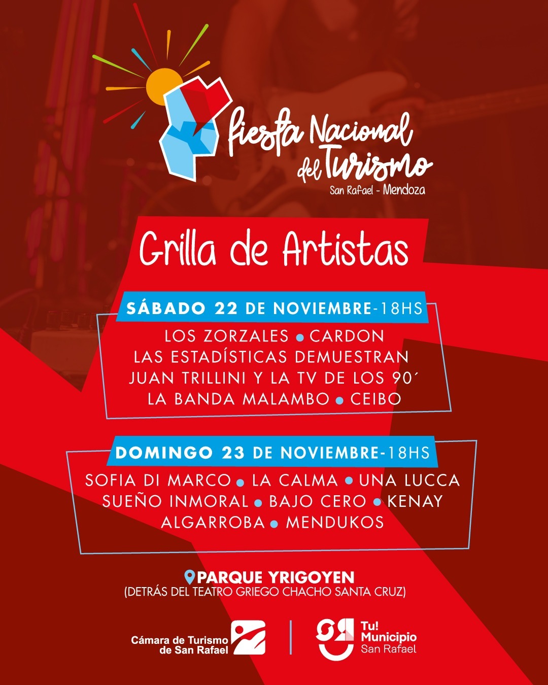 GRILLA DE ARTISTAS CONFIRMADA PARA LA FIESTA NACIONAL DEL TURISMO Y EL VINO