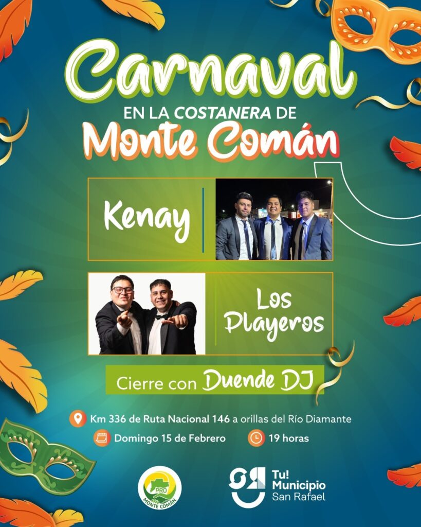 CARNAVAL EN LA COSTANERA DE MONTE COMÁN CON LOS PLAYEROS Y KENAY whatsapp image 2026 02 10 at 16.05.30