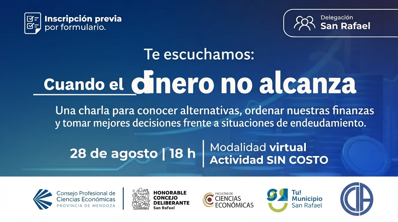 DICTARÁN UNA CHARLA ABIERTA Y GRATUITA SOBRE ENDEUDAMIENTO Y FINANZAS FAMILIARES