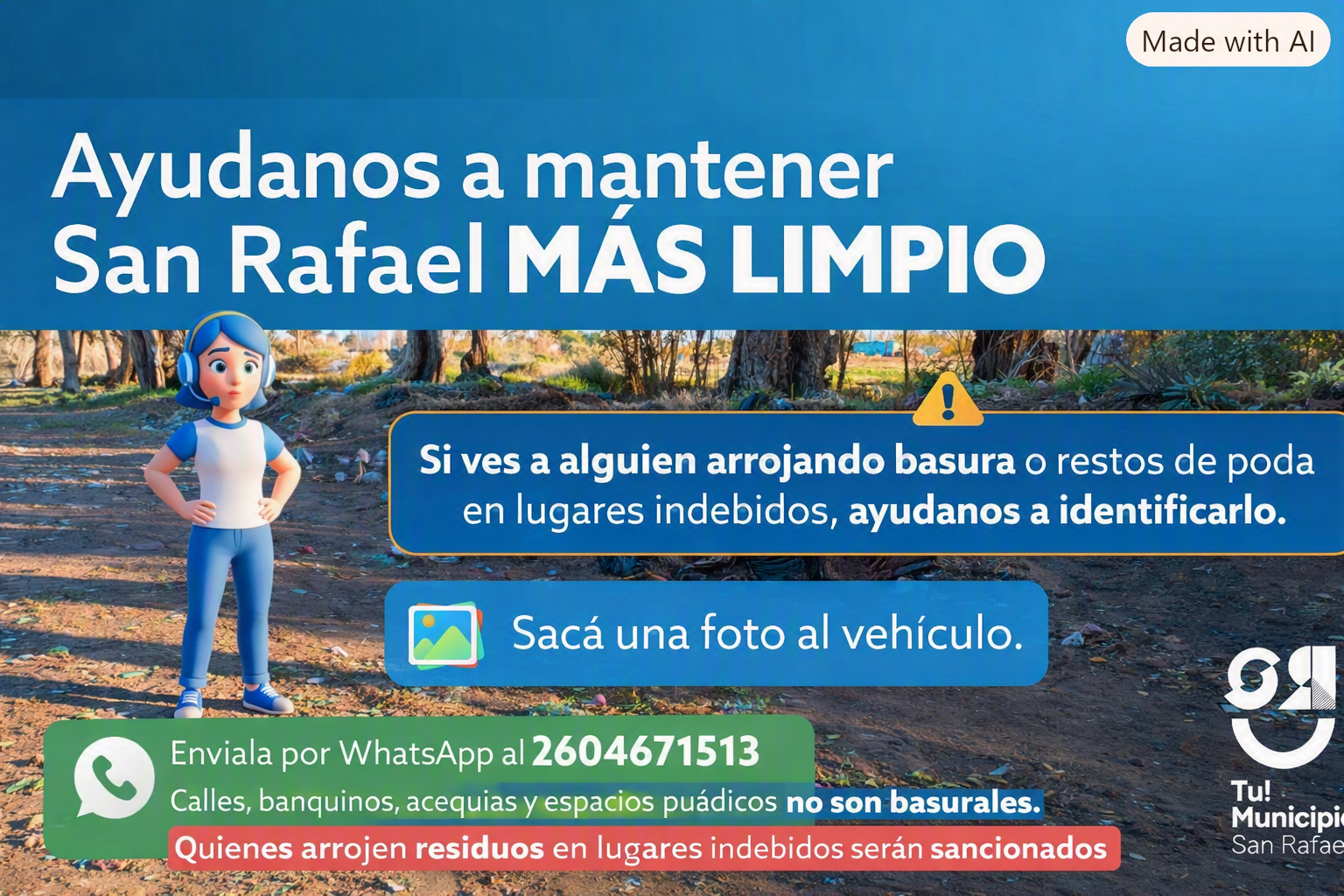 EL MUNICIPIO HABILITA UNA LÍNEA ESPECIAL PARA DENUNCIAR Y PODER APLICAR SANCIONES A QUIENES ENSUCIAN LA VÍA PÚBLICA