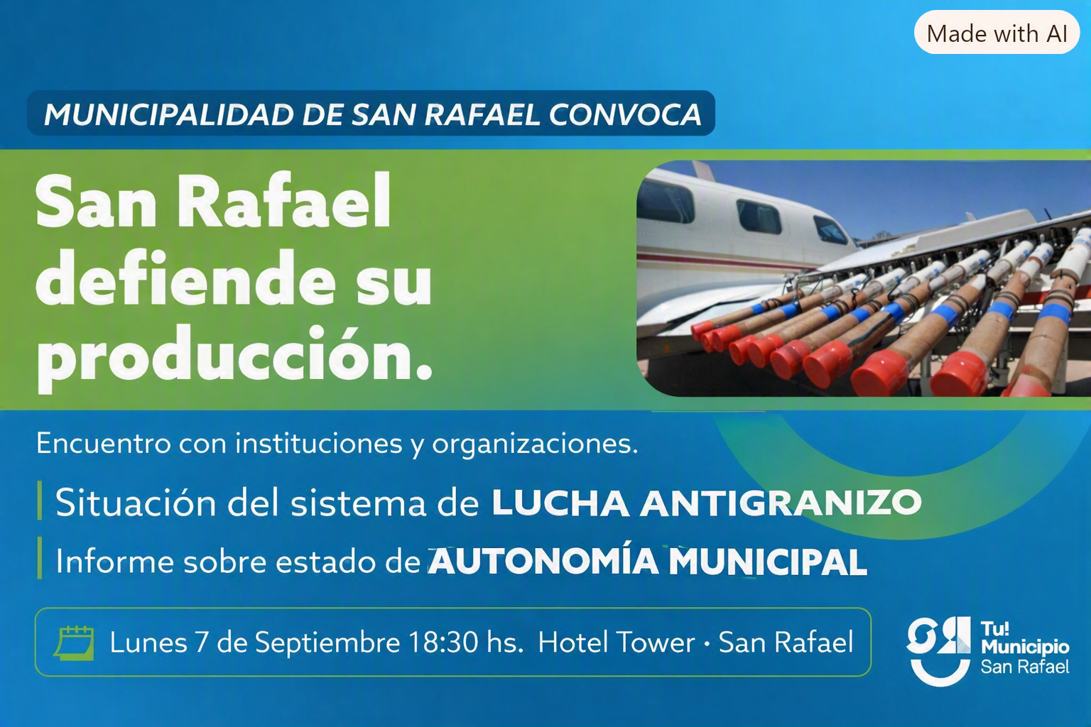 SAN RAFAEL CONVOCA A INSTITUCIONES Y ENTIDADES PARA ABORDAR LA LUCHA ANTIGRANIZO Y LA AUTONOMÍA MUNICIPAL