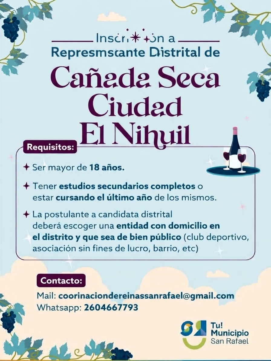 VENDIMIA 2027: CAÑADA SECA, EL NIHUIL Y CIUDAD BUSCAN A SUS REPRESENTANTES DISTRITALES
